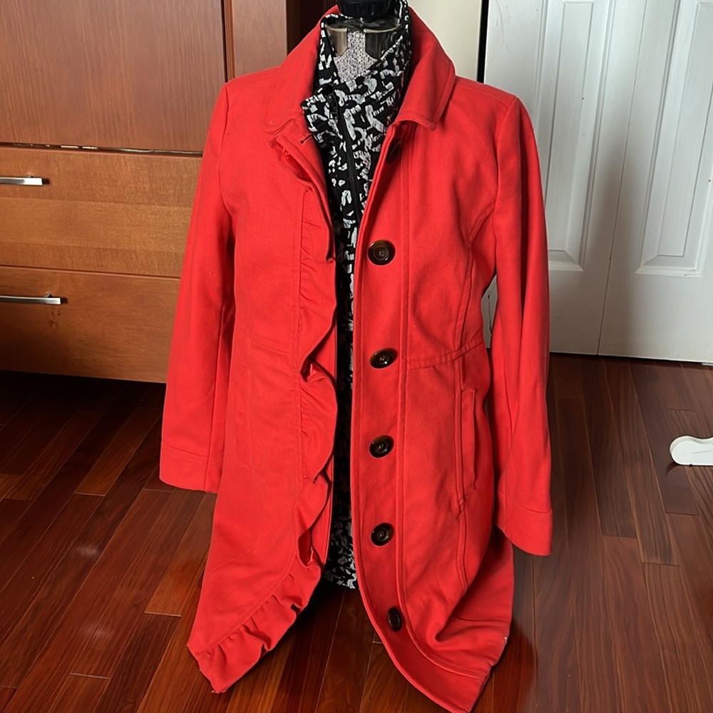 Brand NEW Old Navy wool blend Women's Orange/Red coat size M